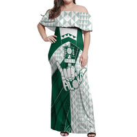 Custom Hawaii Volleyball Off Shoulder Maxi Dress Shaka Aloha Hand