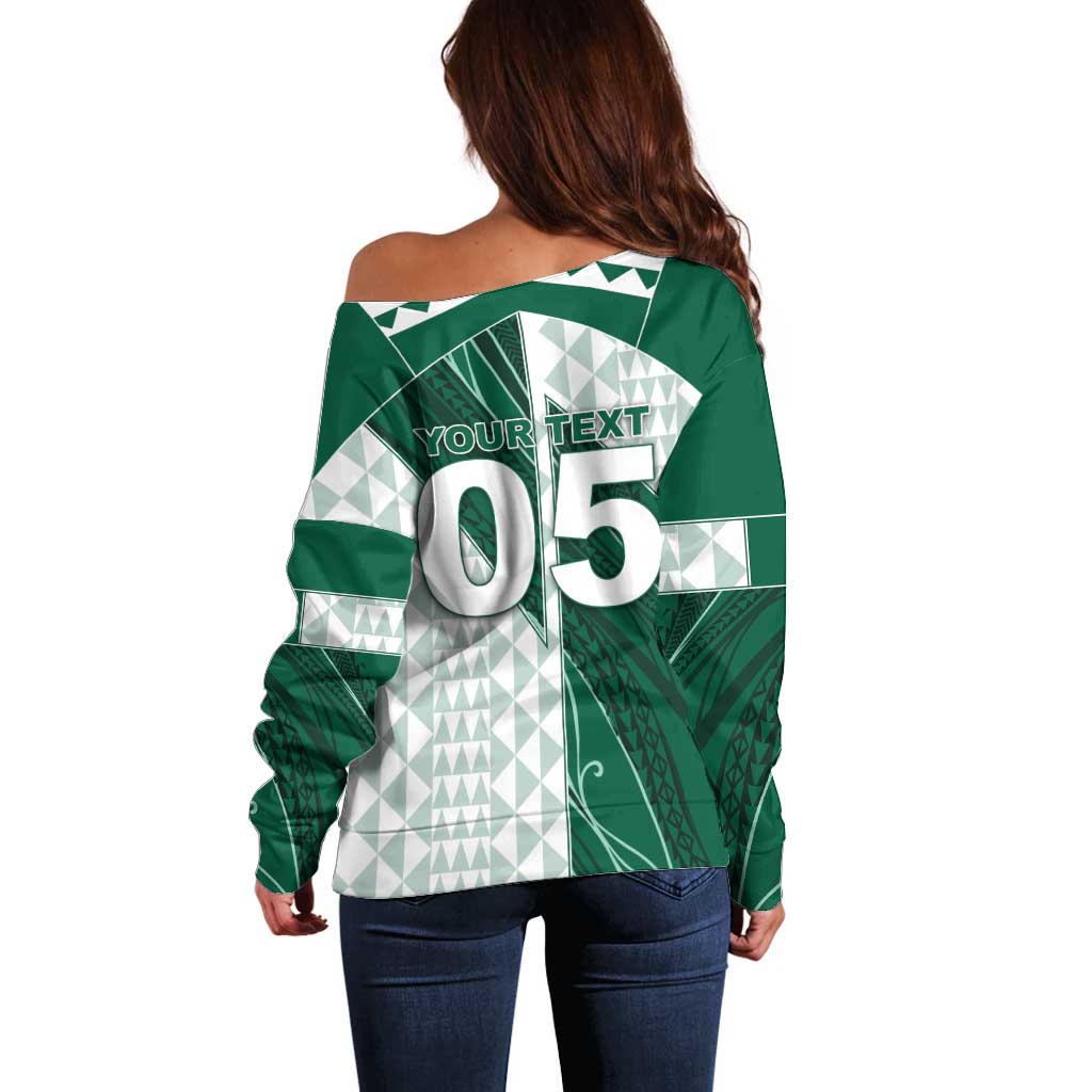 Custom Hawaii Volleyball Off Shoulder Sweater Shaka Aloha Hand