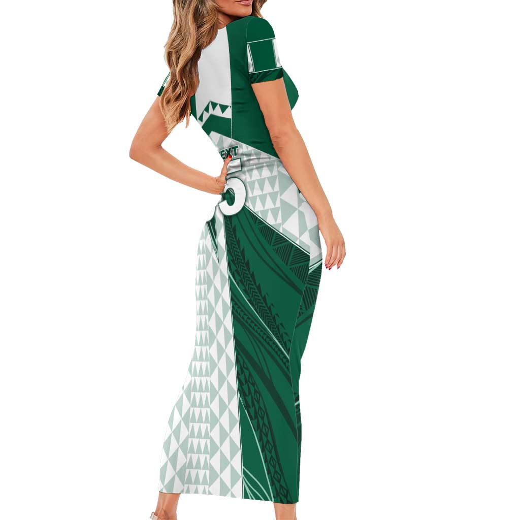 Custom Hawaii Volleyball Short Sleeve Bodycon Dress Shaka Aloha Hand DT05 - Polynesian Pride