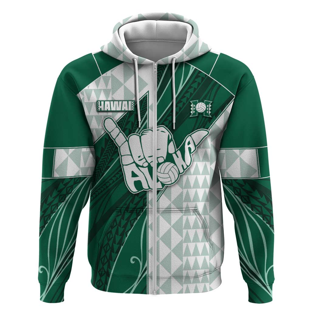 Custom Hawaii Volleyball Zip Hoodie Shaka Aloha Hand