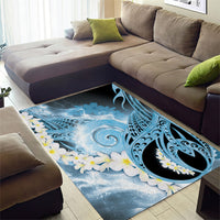 Piko Hawaiian Area Rug Blue Galaxy Spiral Plumeria Tribal Patterns DT05 - Polynesian Pride