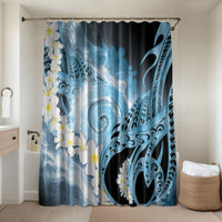 Piko Hawaiian Bathroom Set Blue Galaxy Spiral Plumeria Tribal Patterns DT05 Shower Curtain Only Blue - Polynesian Pride