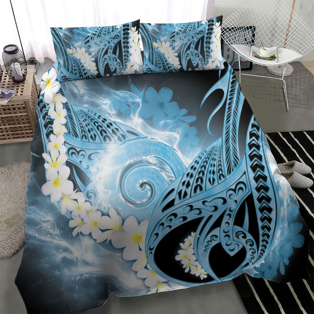 Piko Hawaiian Bedding Set Blue Galaxy Spiral Plumeria Tribal Patterns DT05 - Polynesian Pride