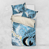 Piko Hawaiian Bedding Set Blue Galaxy Spiral Plumeria Tribal Patterns DT05 US Twin 172cm x 218cm Blue - Polynesian Pride