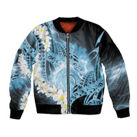 Piko Hawaiian Bomber Jacket Blue Galaxy Spiral Plumeria Tribal Patterns DT05 Unisex Blue - Polynesian Pride