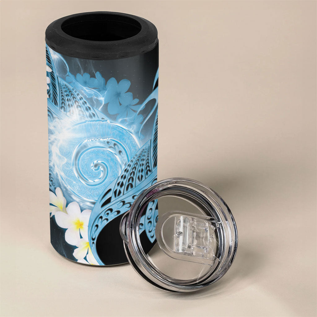 Piko Hawaiian 4 in 1 Can Cooler Tumbler Blue Galaxy Spiral Plumeria Tribal Patterns DT05 - Polynesian Pride