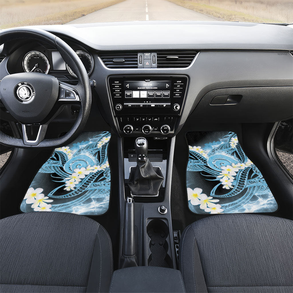 Piko Hawaiian Car Mats Blue Galaxy Spiral Plumeria Tribal Patterns DT05 Set 2pcs - Front Blue - Polynesian Pride