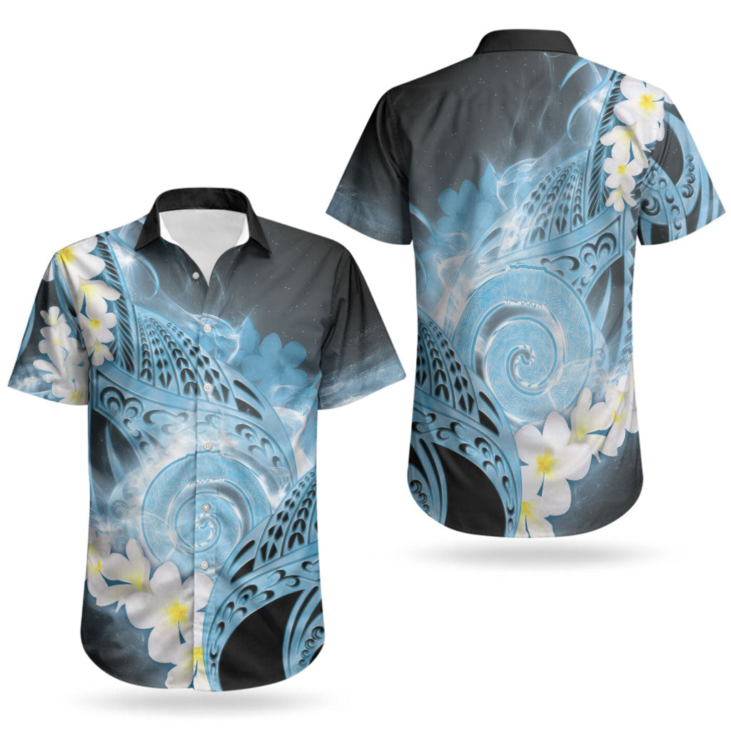 Piko Hawaiian Couples Matching Mermaid Dress and Hawaiian Shirt Blue Galaxy Spiral Plumeria Tribal Patterns DT05 - Polynesian Pride