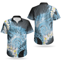 Piko Hawaiian Couples Matching Puletasi and Hawaiian Shirt Blue Galaxy Spiral Plumeria Tribal Patterns DT05 - Polynesian Pride