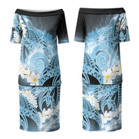 Piko Hawaiian Couples Matching Puletasi and Hawaiian Shirt Blue Galaxy Spiral Plumeria Tribal Patterns DT05 - Polynesian Pride