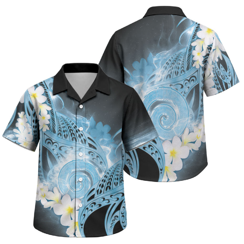 Piko Hawaiian Family Matching Short Sleeve Bodycon Dress and Hawaiian Shirt Blue Galaxy Spiral Plumeria Tribal Patterns DT05 Son's Shirt Blue - Polynesian Pride
