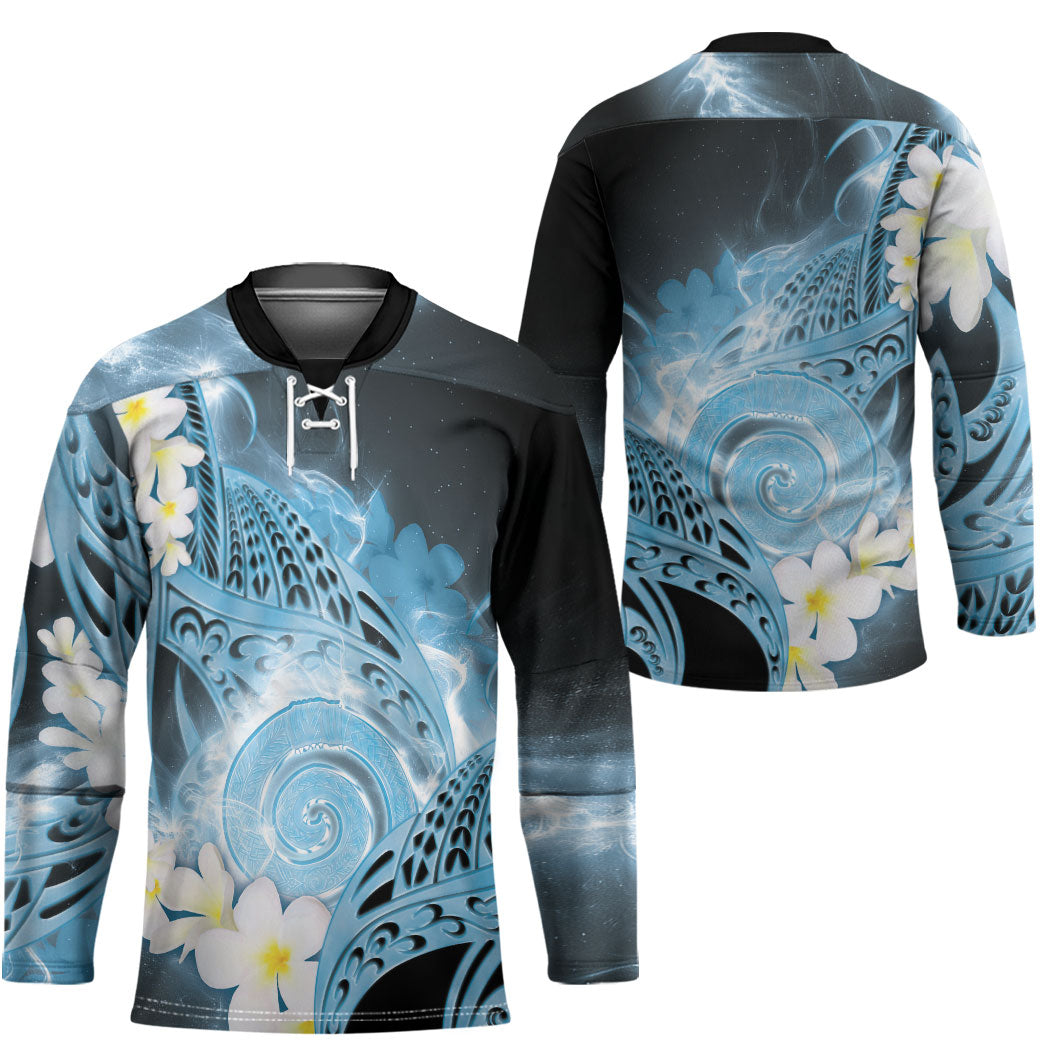 Piko Hawaiian Hockey Jersey Blue Galaxy Spiral Plumeria Tribal Patterns DT05 - Polynesian Pride