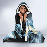 Piko Hawaiian Hooded Blanket Blue Galaxy Spiral Plumeria Tribal Patterns DT05 - Polynesian Pride