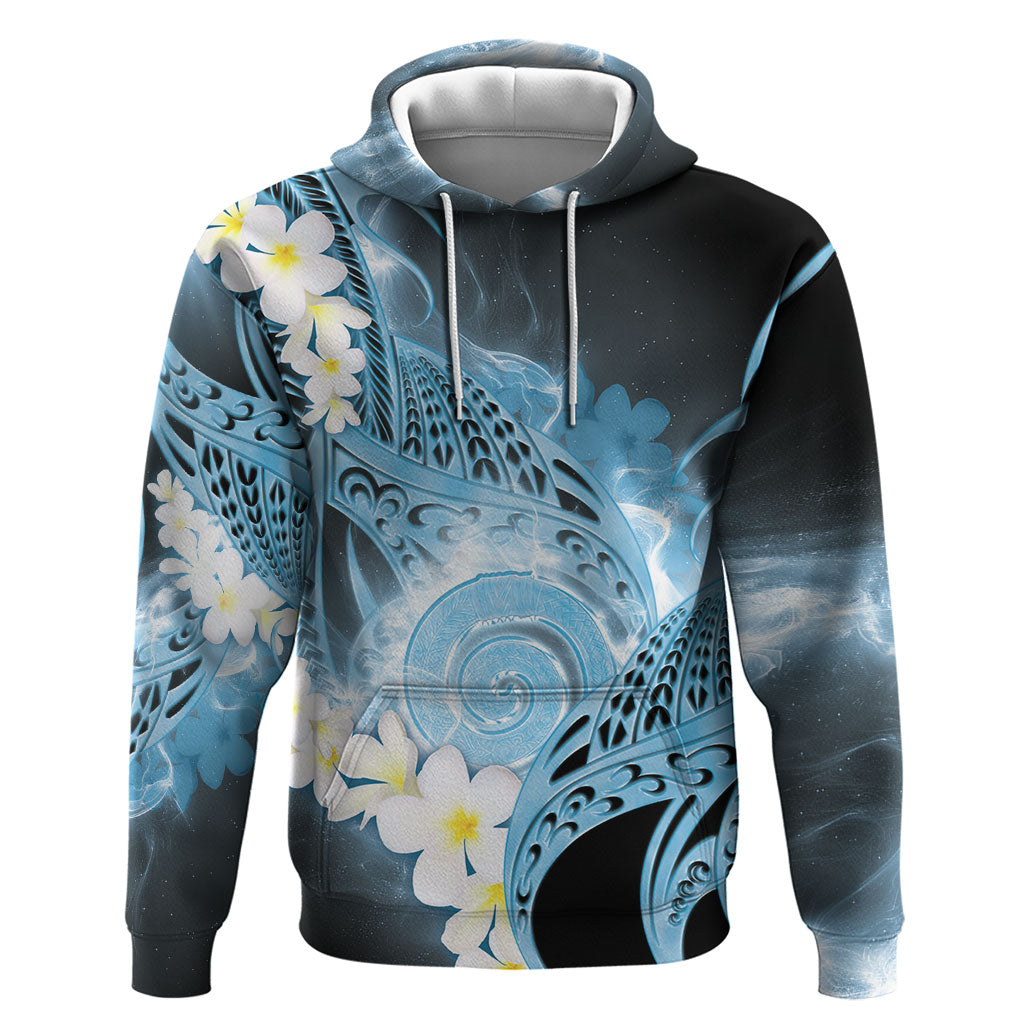 Piko Hawaiian Hoodie Blue Galaxy Spiral Plumeria Tribal Patterns DT05 Pullover Hoodie Blue - Polynesian Pride