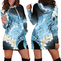 Piko Hawaiian Hoodie Dress Blue Galaxy Spiral Plumeria Tribal Patterns DT05 - Polynesian Pride