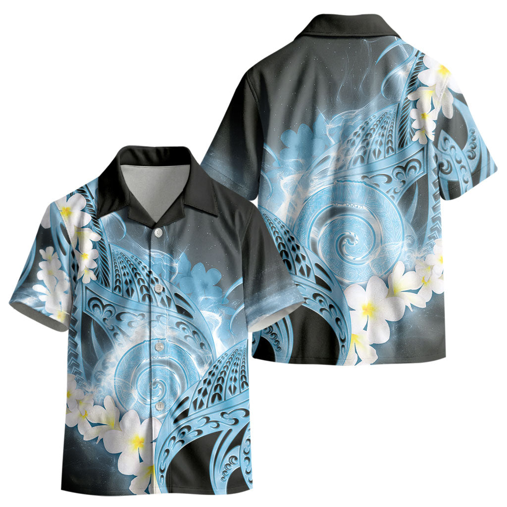 Piko Hawaiian Kid Hawaiian Shirt Blue Galaxy Spiral Plumeria Tribal Patterns DT05 - Polynesian Pride