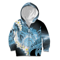 Piko Hawaiian Kid Hoodie Blue Galaxy Spiral Plumeria Tribal Patterns DT05 Zip Hoodie Blue - Polynesian Pride