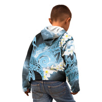 Piko Hawaiian Kid Hoodie Blue Galaxy Spiral Plumeria Tribal Patterns DT05 - Polynesian Pride
