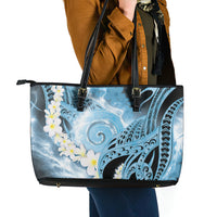 Piko Hawaiian Leather Tote Bag Blue Galaxy Spiral Plumeria Tribal Patterns DT05 - Polynesian Pride