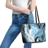 Piko Hawaiian Leather Tote Bag Blue Galaxy Spiral Plumeria Tribal Patterns DT05 - Polynesian Pride