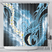 Piko Hawaiian Shower Curtain Blue Galaxy Spiral Plumeria Tribal Patterns DT05 - Polynesian Pride