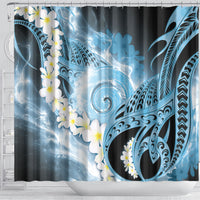 Piko Hawaiian Shower Curtain Blue Galaxy Spiral Plumeria Tribal Patterns DT05 - Polynesian Pride