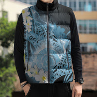 Piko Hawaiian Sleeveless Puffer Jacket Blue Galaxy Spiral Plumeria Tribal Patterns DT05 - Polynesian Pride