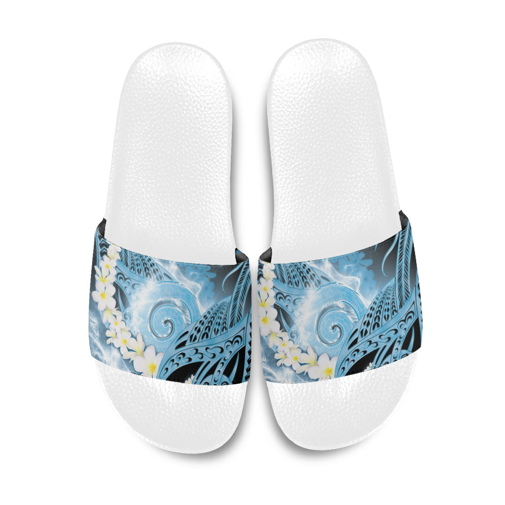 Piko Hawaiian Slide Sandals Blue Galaxy Spiral Plumeria Tribal Patterns DT05 Blue - Polynesian Pride