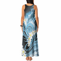 Piko Hawaiian Tank Maxi Dress Blue Galaxy Spiral Plumeria Tribal Patterns DT05 - Polynesian Pride