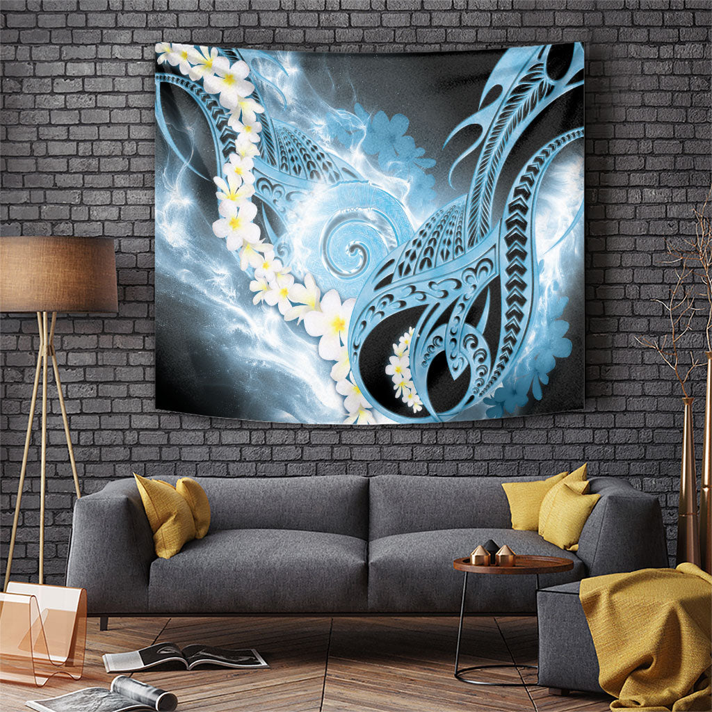 Piko Hawaiian Tapestry Blue Galaxy Spiral Plumeria Tribal Patterns DT05 Blue - Polynesian Pride