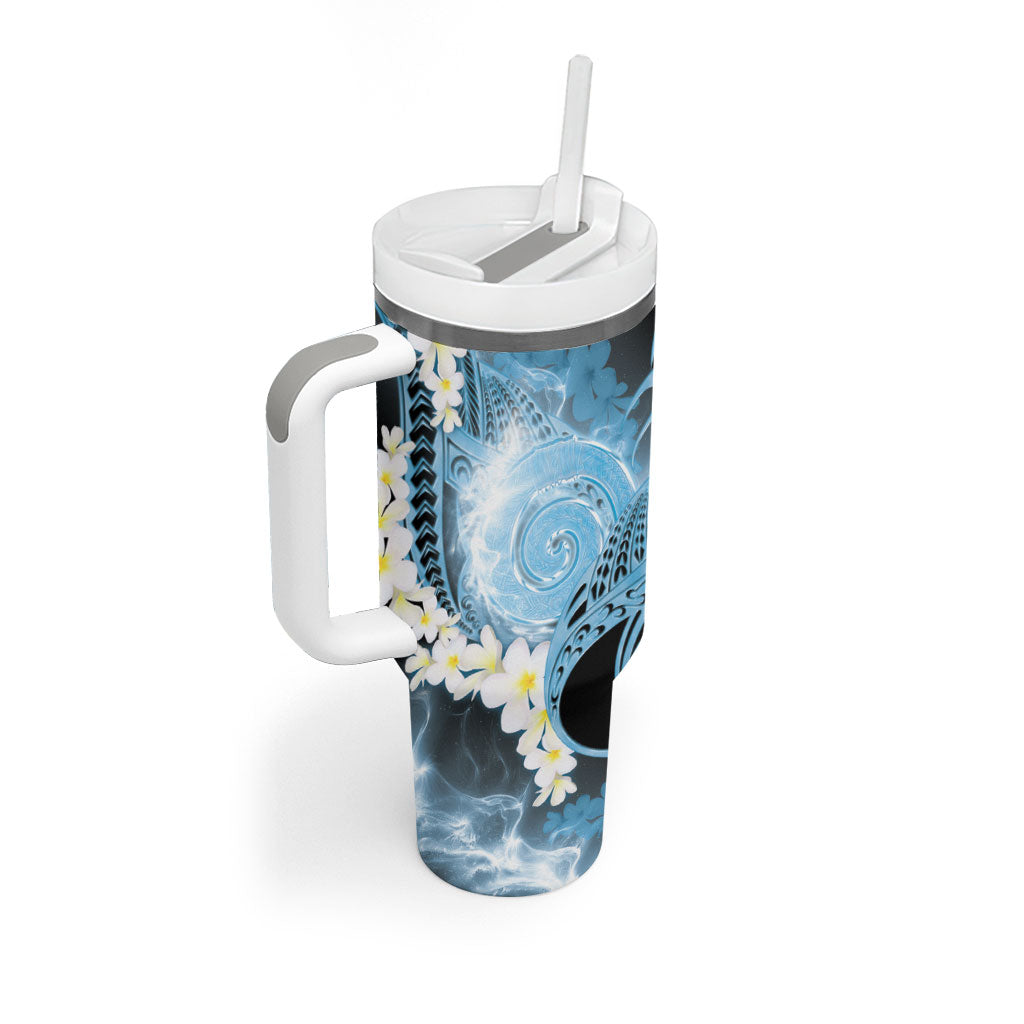 Piko Hawaiian Tumbler With Handle Blue Galaxy Spiral Plumeria Tribal Patterns DT05 - Polynesian Pride
