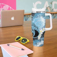 Piko Hawaiian Tumbler With Handle Blue Galaxy Spiral Plumeria Tribal Patterns DT05 - Polynesian Pride
