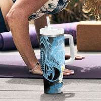 Piko Hawaiian Tumbler With Handle Blue Galaxy Spiral Plumeria Tribal Patterns DT05 - Polynesian Pride