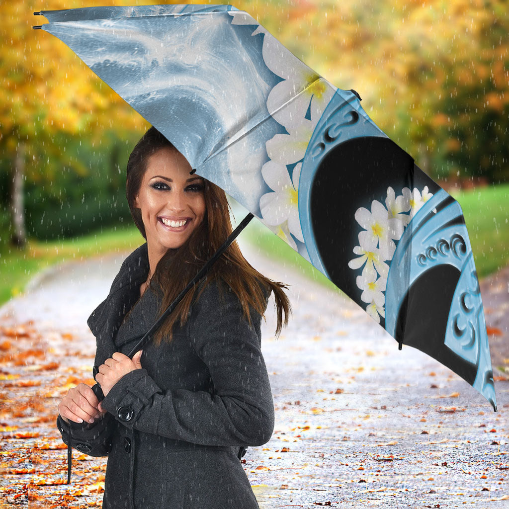 Piko Hawaiian Umbrella Blue Galaxy Spiral Plumeria Tribal Patterns DT05 - Polynesian Pride