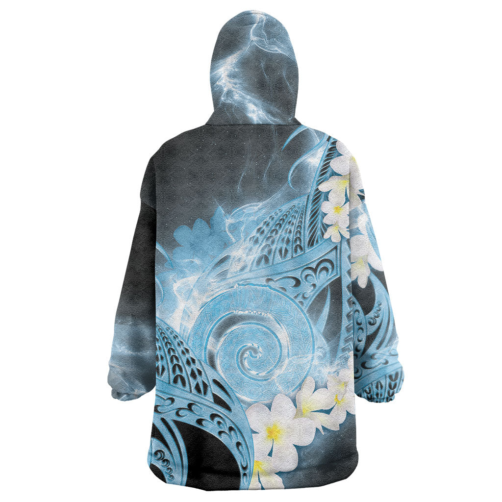 Piko Hawaiian Wearable Blanket Hoodie Blue Galaxy Spiral Plumeria Tribal Patterns DT05 - Polynesian Pride