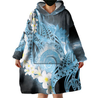 Piko Hawaiian Wearable Blanket Hoodie Blue Galaxy Spiral Plumeria Tribal Patterns DT05 - Polynesian Pride