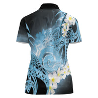 Piko Hawaiian Women Polo Shirt Blue Galaxy Spiral Plumeria Tribal Patterns DT05 - Polynesian Pride