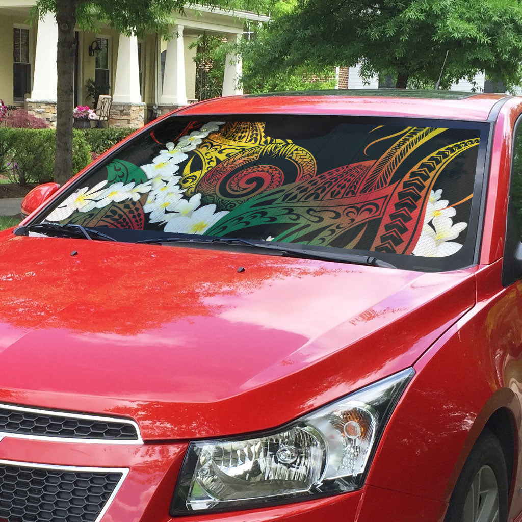 Piko Hawaiian Auto Sun Shade Gradient Spiral Plumeria Tribal Patterns DT05 - Polynesian Pride