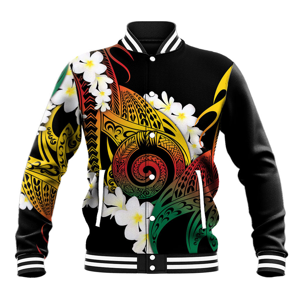 Piko Hawaiian Baseball Jacket Gradient Spiral Plumeria Tribal Patterns DT05 Unisex Multicolor - Polynesian Pride