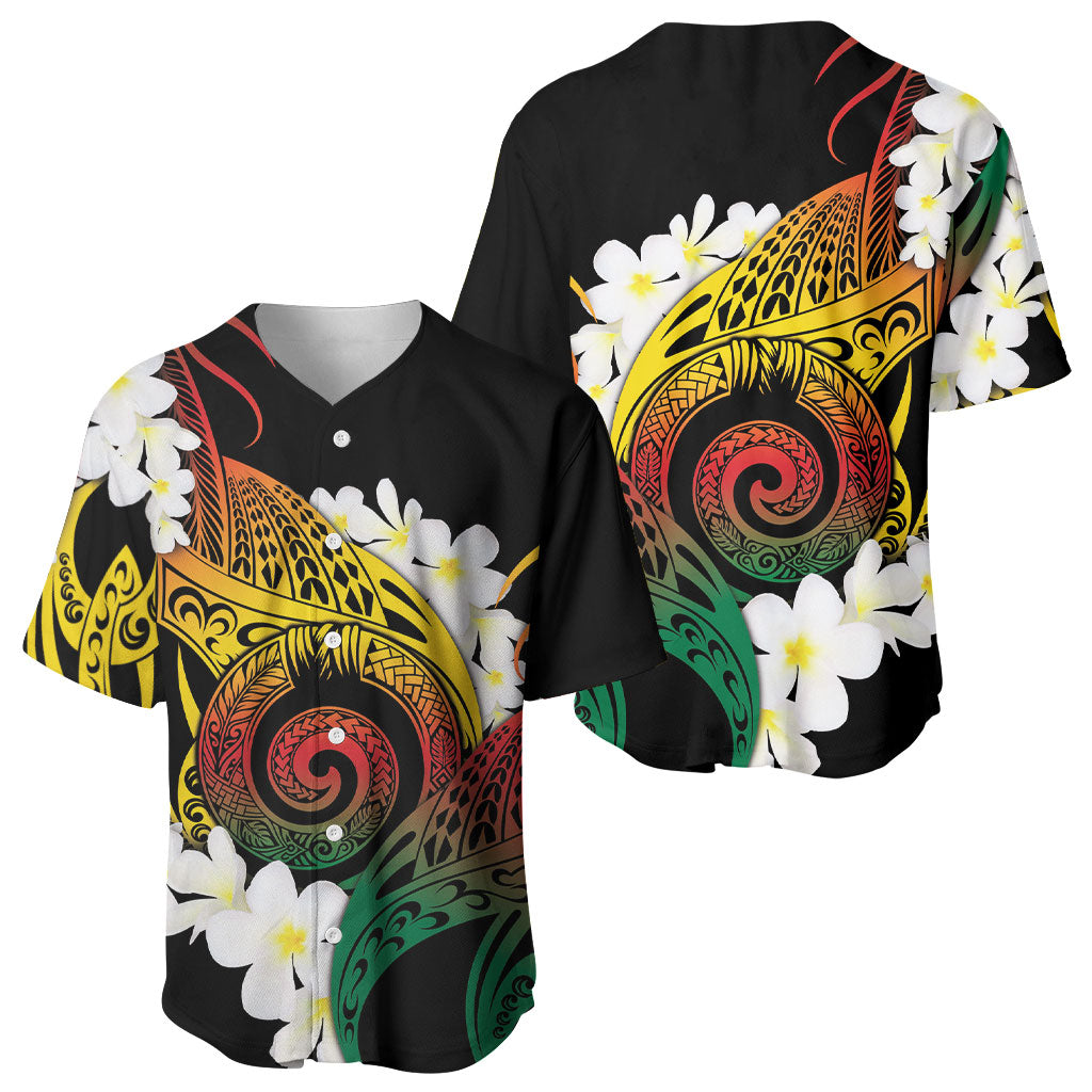 Piko Hawaiian Baseball Jersey Gradient Spiral Plumeria Tribal Patterns DT05 - Polynesian Pride