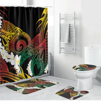 Piko Hawaiian Bathroom Set Gradient Spiral Plumeria Tribal Patterns DT05 Bathroom Set (4 pcs) Multicolor - Polynesian Pride