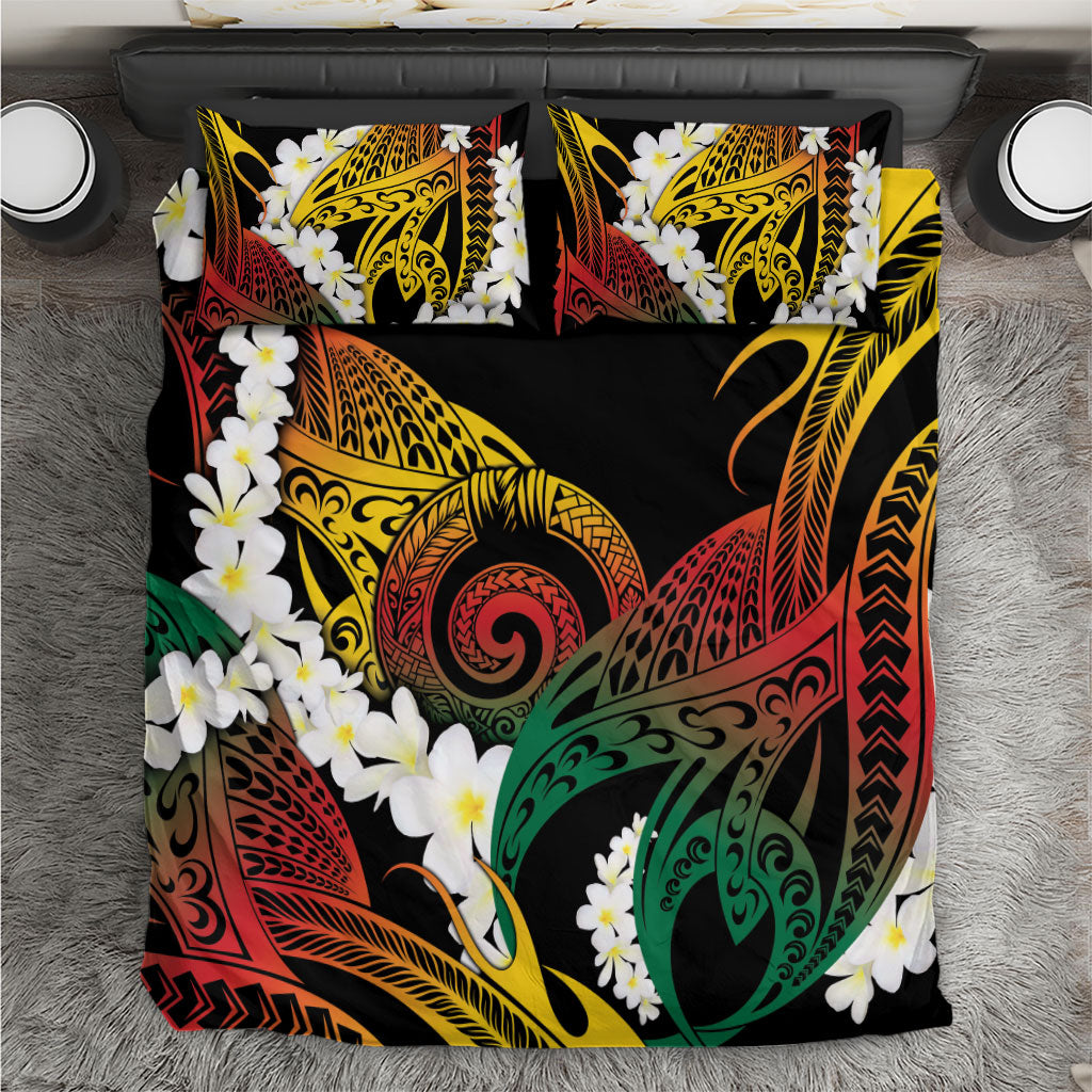 Piko Hawaiian Bedding Set Gradient Spiral Plumeria Tribal Patterns DT05 Multicolor - Polynesian Pride