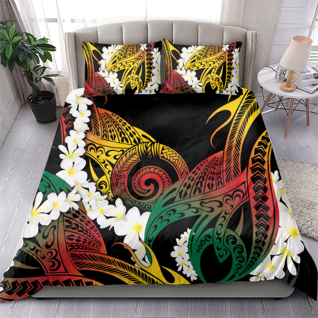 Piko Hawaiian Bedding Set Gradient Spiral Plumeria Tribal Patterns DT05 - Polynesian Pride