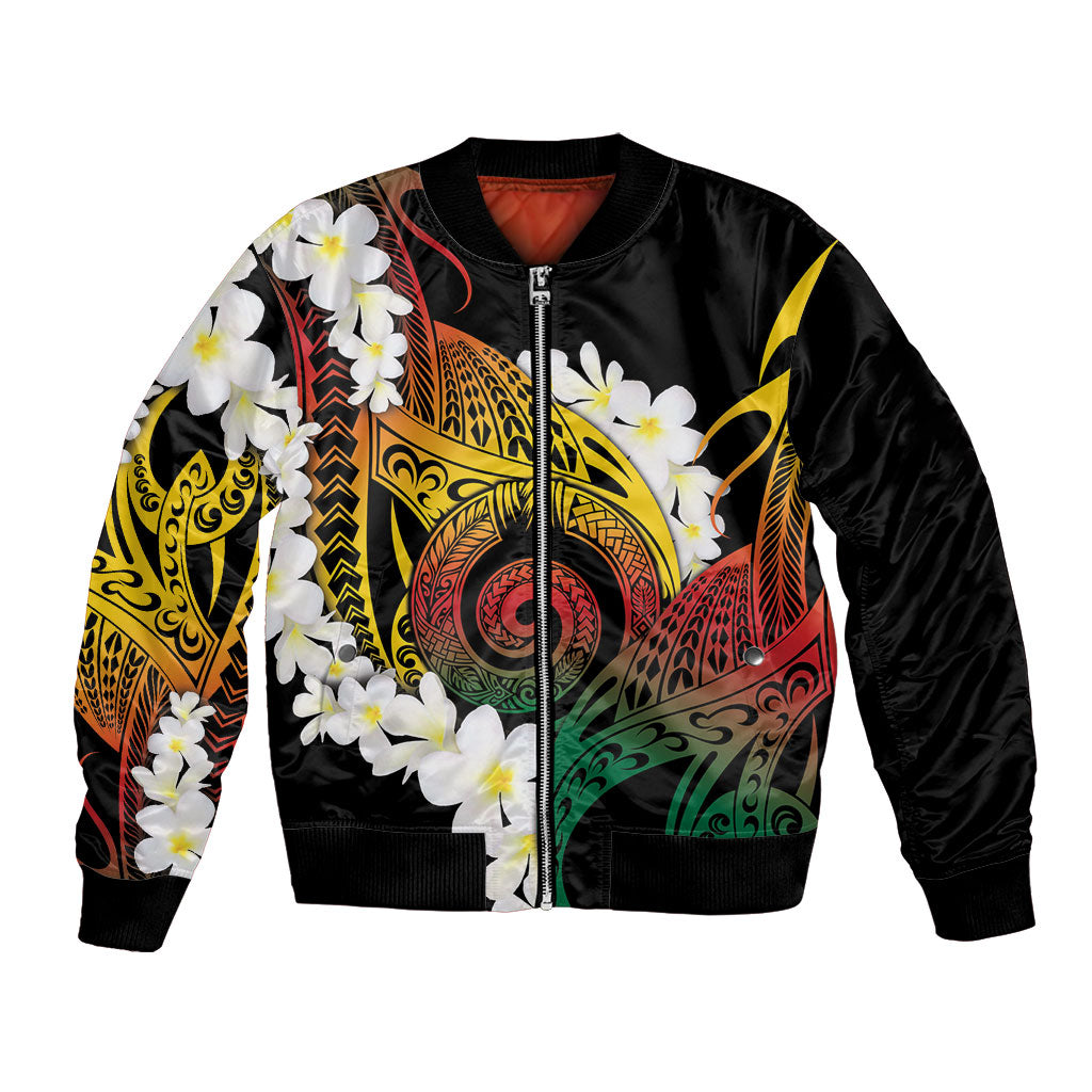 Piko Hawaiian Bomber Jacket Gradient Spiral Plumeria Tribal Patterns DT05 Unisex Multicolor - Polynesian Pride