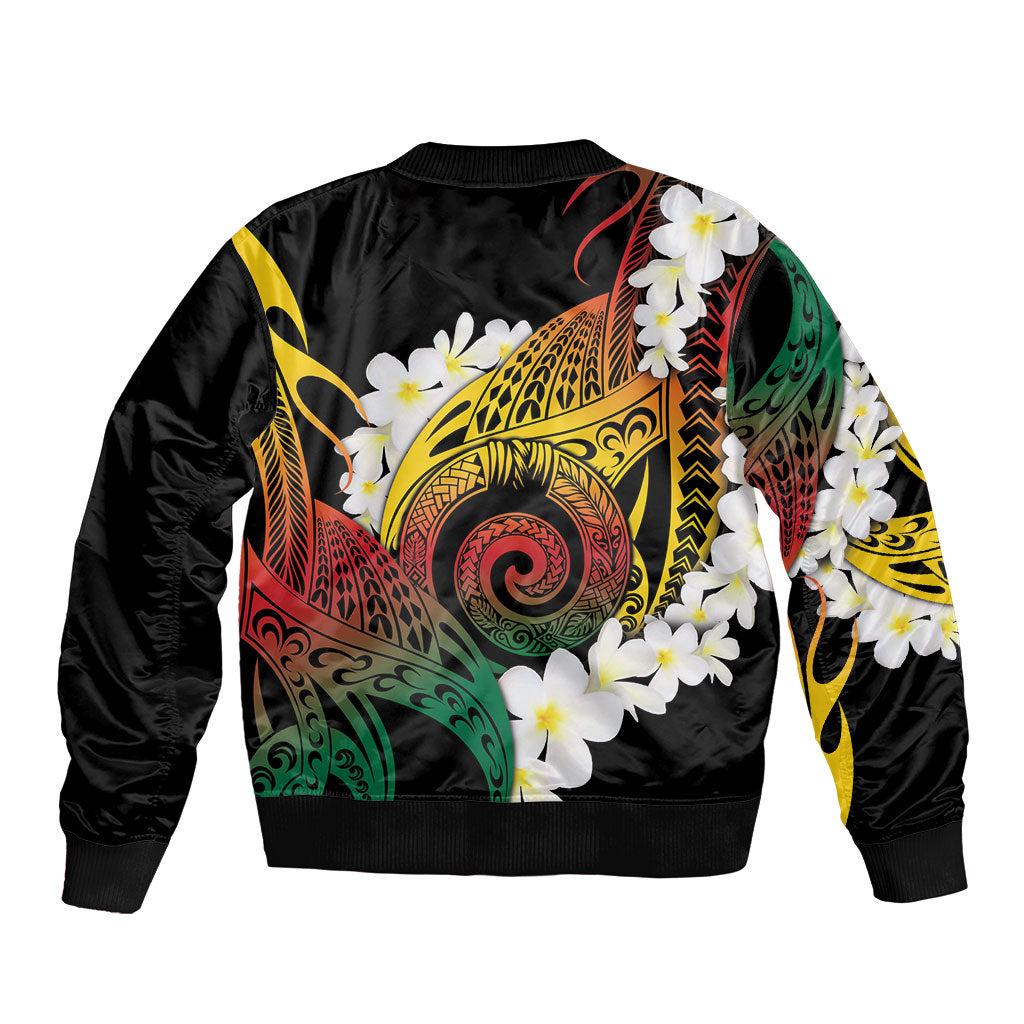 Piko Hawaiian Bomber Jacket Gradient Spiral Plumeria Tribal Patterns DT05 - Polynesian Pride