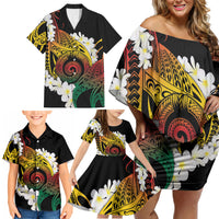 Piko Hawaiian Family Matching Off Shoulder Short Dress and Hawaiian Shirt Gradient Spiral Plumeria Tribal Patterns DT05 - Polynesian Pride