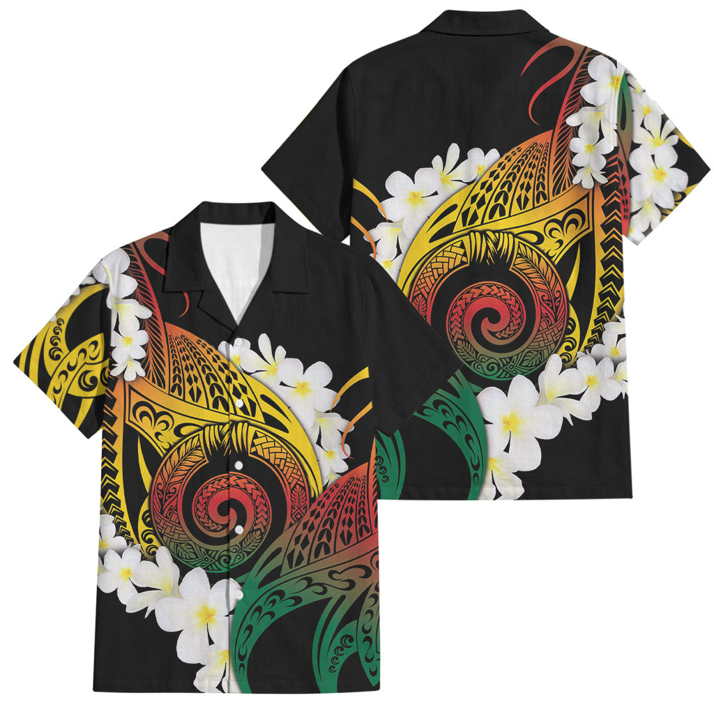 Piko Hawaiian Family Matching Puletasi and Hawaiian Shirt Gradient Spiral Plumeria Tribal Patterns DT05 Dad's Shirt - Short Sleeve Multicolor - Polynesian Pride
