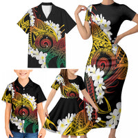 Piko Hawaiian Family Matching Short Sleeve Bodycon Dress and Hawaiian Shirt Gradient Spiral Plumeria Tribal Patterns DT05 - Polynesian Pride