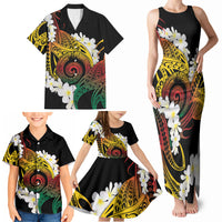 Piko Hawaiian Family Matching Tank Maxi Dress and Hawaiian Shirt Gradient Spiral Plumeria Tribal Patterns DT05 - Polynesian Pride