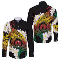 Piko Hawaiian Family Matching Tank Maxi Dress and Hawaiian Shirt Gradient Spiral Plumeria Tribal Patterns DT05 Dad's Shirt - Long Sleeve Multicolor - Polynesian Pride